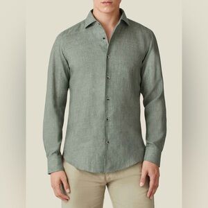 Luca Faloni Safari green Portofino linen shirt NWT